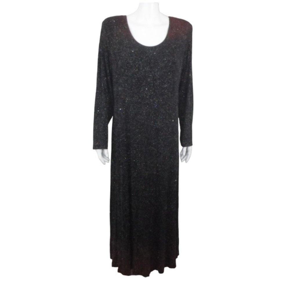 Vintage Ronni Nicole Sparkle Maxi Dress Black Burgundy Glitter Ombre